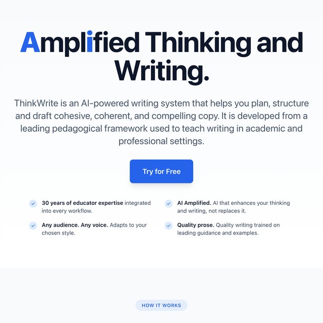 ThinkWrite homepage: Amplified Thinking and Writing